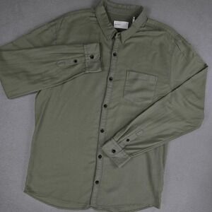 BLDWN Shirt Mens Medium Dusty Olive Classic Long Sleeve Button Front Cotton‎